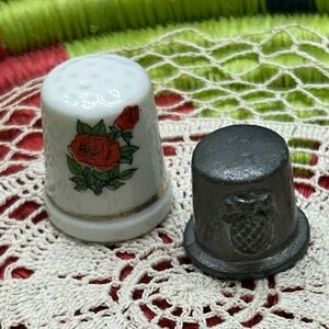 Vintage Thimbles Porcelain and Pewter